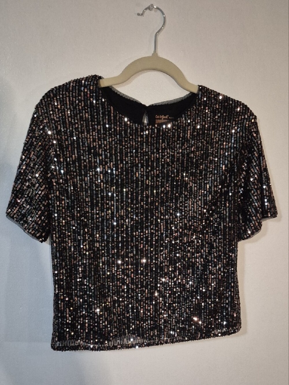 Cat & Jack Black Sequin Short-Sleeve Sparkle Top